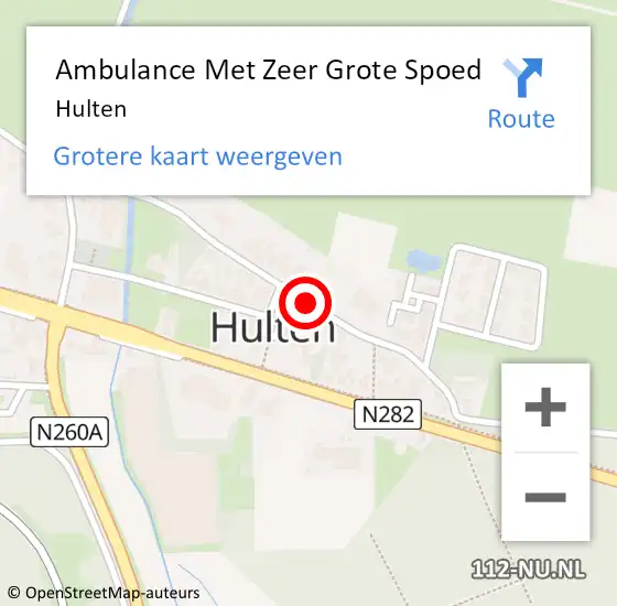 Locatie op kaart van de 112 melding: Ambulance Met Zeer Grote Spoed Naar Hulten op 19 juli 2024 18:45