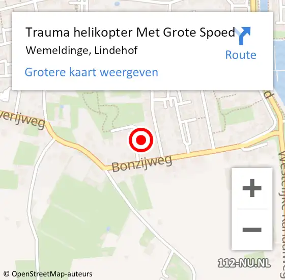 Locatie op kaart van de 112 melding: Trauma helikopter Met Grote Spoed Naar Wemeldinge, Lindehof op 19 juli 2024 18:49