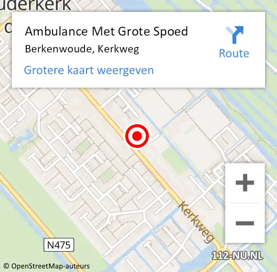 Locatie op kaart van de 112 melding: Ambulance Met Grote Spoed Naar Berkenwoude, Kerkweg op 19 juli 2024 18:55