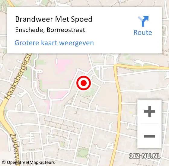 Locatie op kaart van de 112 melding: Brandweer Met Spoed Naar Enschede, Borneostraat op 19 juli 2024 19:02