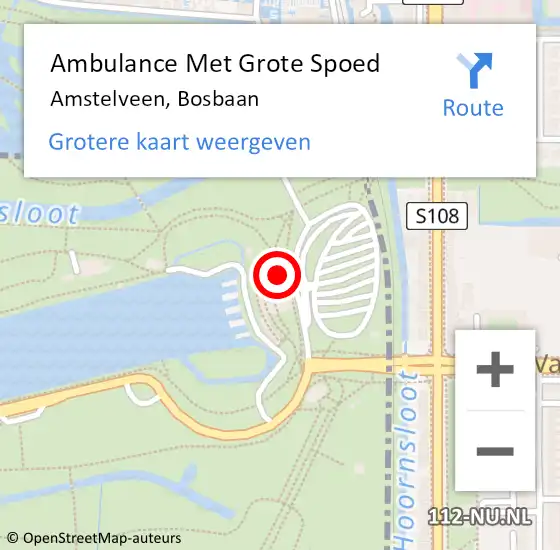 Locatie op kaart van de 112 melding: Ambulance Met Grote Spoed Naar Amstelveen, Bosbaan op 19 juli 2024 19:03