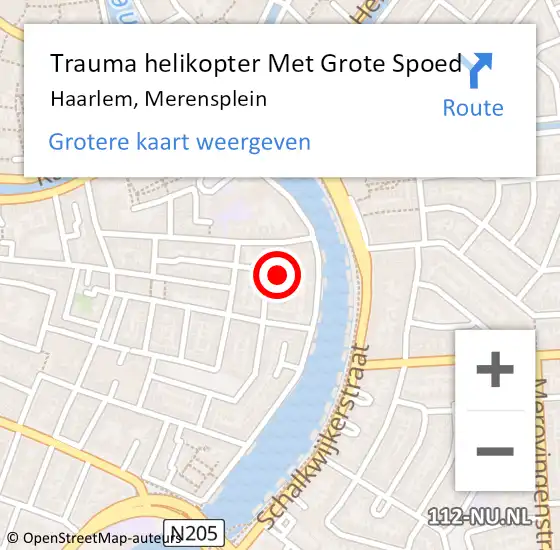 Locatie op kaart van de 112 melding: Trauma helikopter Met Grote Spoed Naar Haarlem, Merensplein op 19 juli 2024 19:04