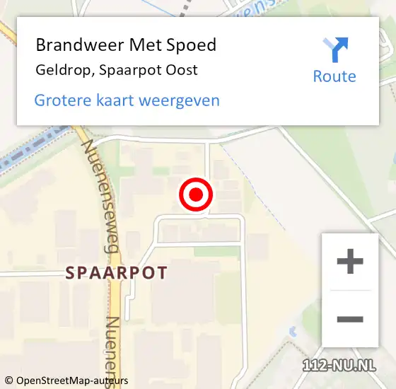 Locatie op kaart van de 112 melding: Brandweer Met Spoed Naar Geldrop, Spaarpot Oost op 19 juli 2024 19:18