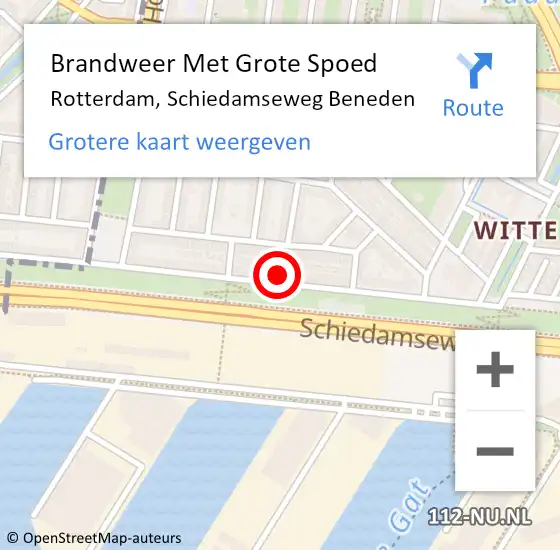 Locatie op kaart van de 112 melding: Brandweer Met Grote Spoed Naar Rotterdam, Schiedamseweg Beneden op 19 juli 2024 19:43