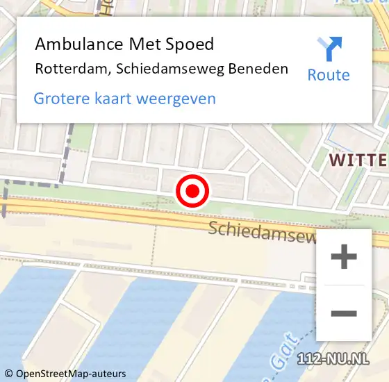 Locatie op kaart van de 112 melding: Ambulance Met Spoed Naar Rotterdam, Schiedamseweg Beneden op 19 juli 2024 19:45