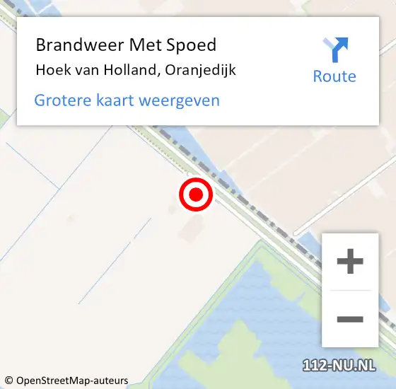 Locatie op kaart van de 112 melding: Brandweer Met Spoed Naar Hoek van Holland, Oranjedijk op 19 juli 2024 19:57