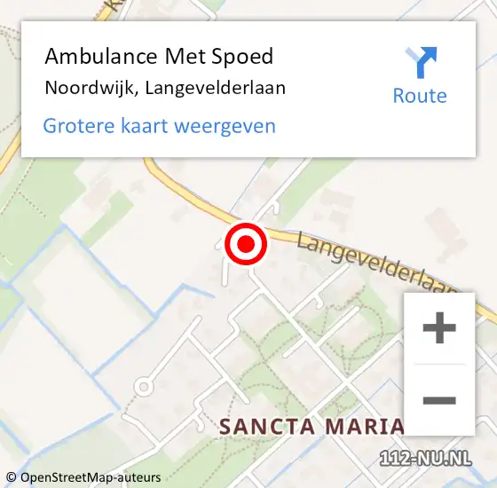 Locatie op kaart van de 112 melding: Ambulance Met Spoed Naar Noordwijk, Langevelderlaan op 19 juli 2024 20:16