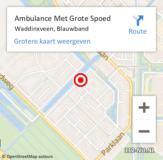 Locatie op kaart van de 112 melding: Ambulance Met Grote Spoed Naar Waddinxveen, Blauwband op 19 juli 2024 20:19