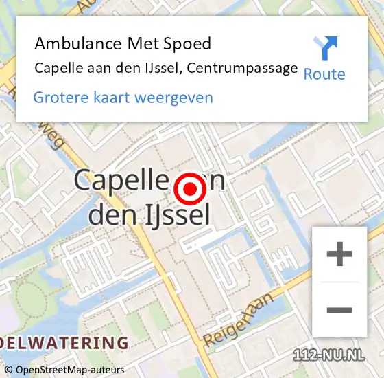 Locatie op kaart van de 112 melding: Ambulance Met Spoed Naar Capelle aan den IJssel, Centrumpassage op 19 juli 2024 20:26