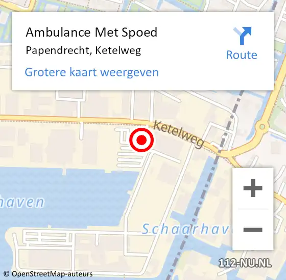 Locatie op kaart van de 112 melding: Ambulance Met Spoed Naar Papendrecht, Ketelweg op 19 juli 2024 20:32