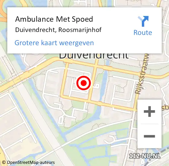 Locatie op kaart van de 112 melding: Ambulance Met Spoed Naar Duivendrecht, Roosmarijnhof op 19 juli 2024 20:39