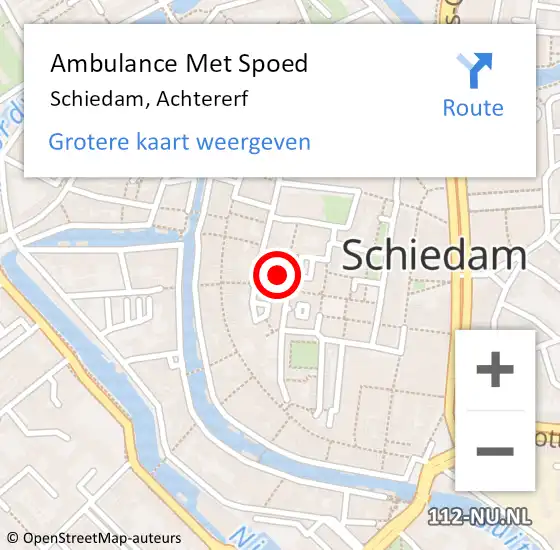 Locatie op kaart van de 112 melding: Ambulance Met Spoed Naar Schiedam, Achtererf op 19 juli 2024 20:47