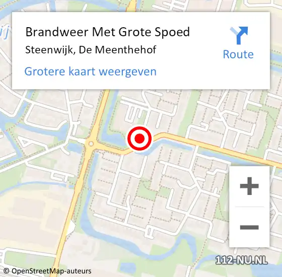 Locatie op kaart van de 112 melding: Brandweer Met Grote Spoed Naar Steenwijk, De Meenthehof op 13 oktober 2014 17:18