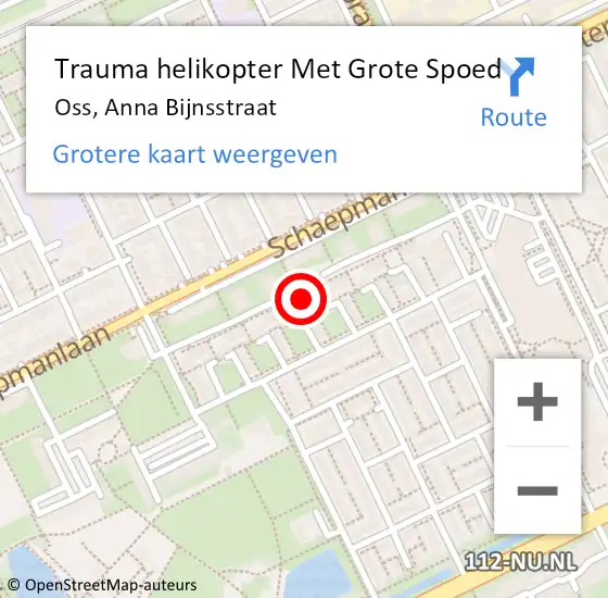 Locatie op kaart van de 112 melding: Trauma helikopter Met Grote Spoed Naar Oss, Anna Bijnsstraat op 19 juli 2024 21:15