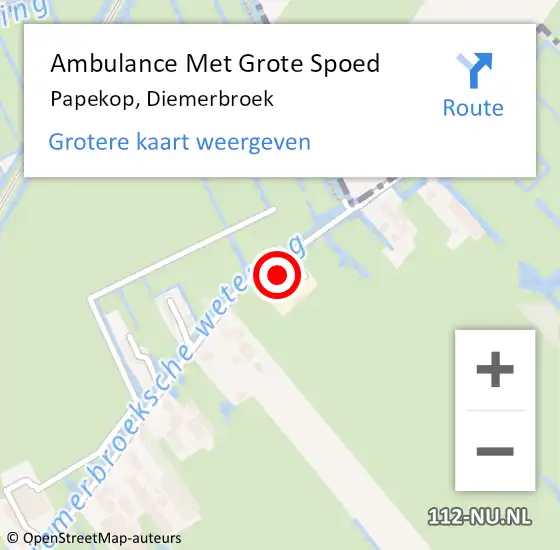 Locatie op kaart van de 112 melding: Ambulance Met Grote Spoed Naar Papekop, Diemerbroek op 13 oktober 2014 17:20