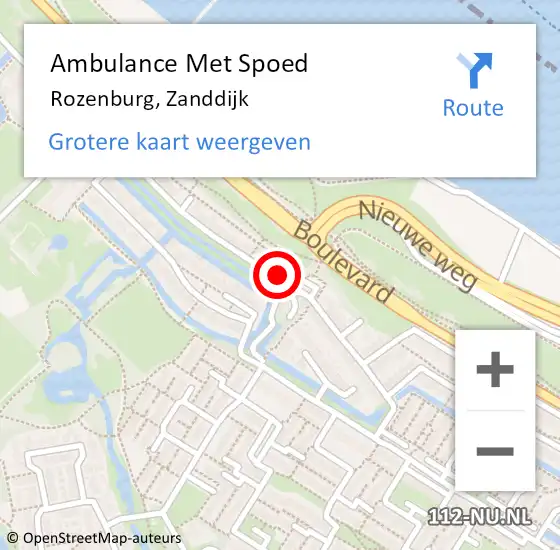 Locatie op kaart van de 112 melding: Ambulance Met Spoed Naar Rozenburg, Zanddijk op 19 juli 2024 21:18