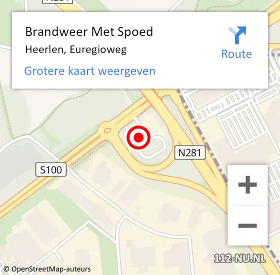 Locatie op kaart van de 112 melding: Brandweer Met Spoed Naar Heerlen, Euregioweg op 19 juli 2024 21:27