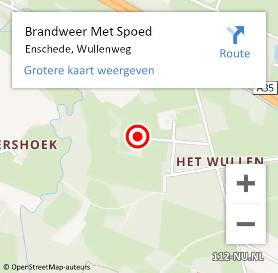 Locatie op kaart van de 112 melding: Brandweer Met Spoed Naar Enschede, Wullenweg op 19 juli 2024 21:29