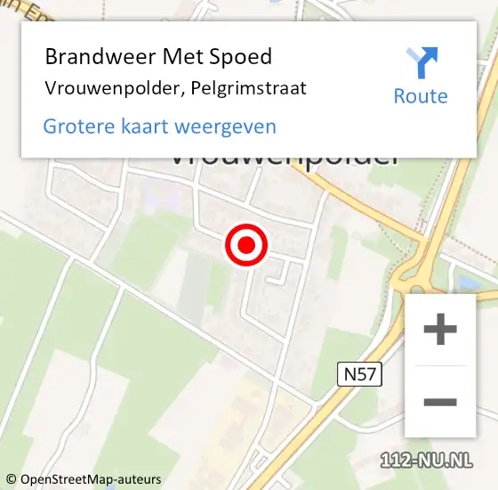 Locatie op kaart van de 112 melding: Brandweer Met Spoed Naar Vrouwenpolder, Pelgrimstraat op 19 juli 2024 21:31