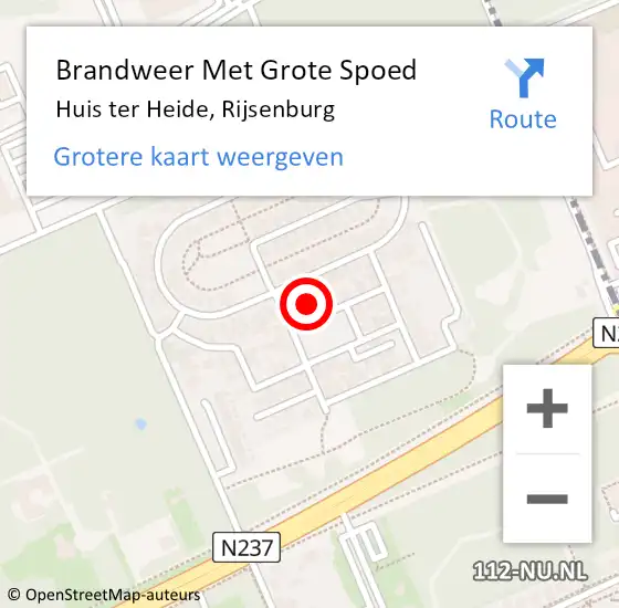 Locatie op kaart van de 112 melding: Brandweer Met Grote Spoed Naar Huis ter Heide, Rijsenburg op 19 juli 2024 21:33