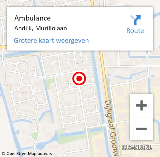 Locatie op kaart van de 112 melding: Ambulance Andijk, Murillolaan op 19 juli 2024 21:55