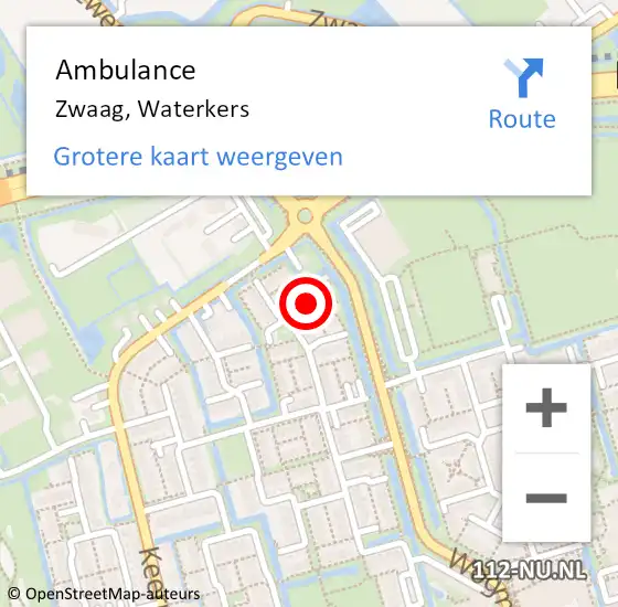 Locatie op kaart van de 112 melding: Ambulance Zwaag, Waterkers op 19 juli 2024 22:01