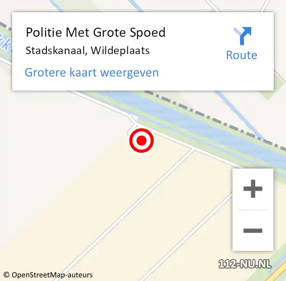 Locatie op kaart van de 112 melding: Politie Met Grote Spoed Naar Stadskanaal, Wildeplaats op 19 juli 2024 22:04