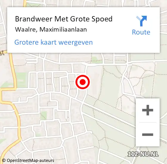 Locatie op kaart van de 112 melding: Brandweer Met Grote Spoed Naar Waalre, Maximiliaanlaan op 19 juli 2024 22:06