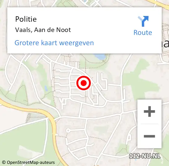 Locatie op kaart van de 112 melding: Politie Vaals, Aan de Noot op 19 juli 2024 22:12