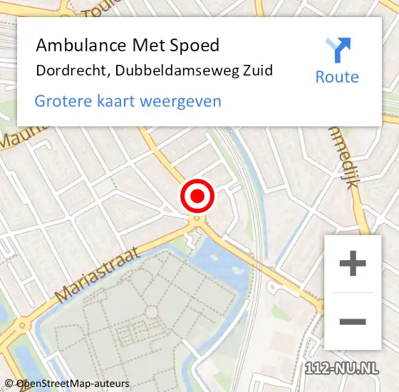 Locatie op kaart van de 112 melding: Ambulance Met Spoed Naar Dordrecht, Dubbeldamseweg Zuid op 19 juli 2024 22:27