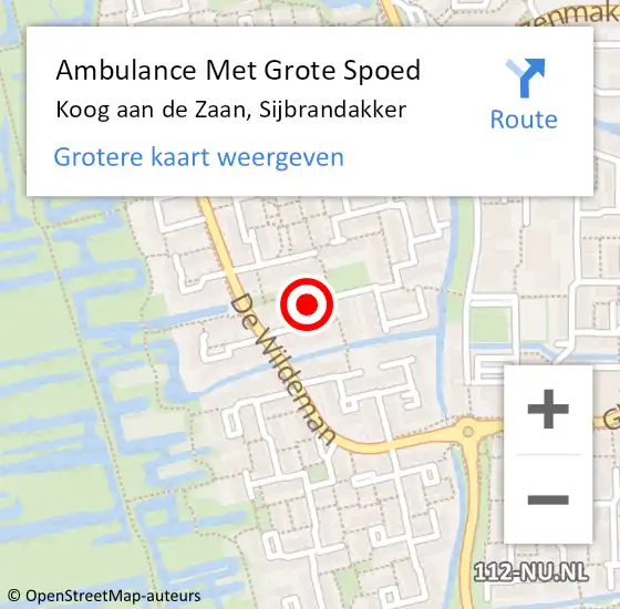 Locatie op kaart van de 112 melding: Ambulance Met Grote Spoed Naar Koog aan de Zaan, Sijbrandakker op 19 juli 2024 22:29