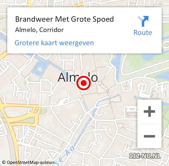 Locatie op kaart van de 112 melding: Brandweer Met Grote Spoed Naar Almelo, Corridor op 19 juli 2024 22:42