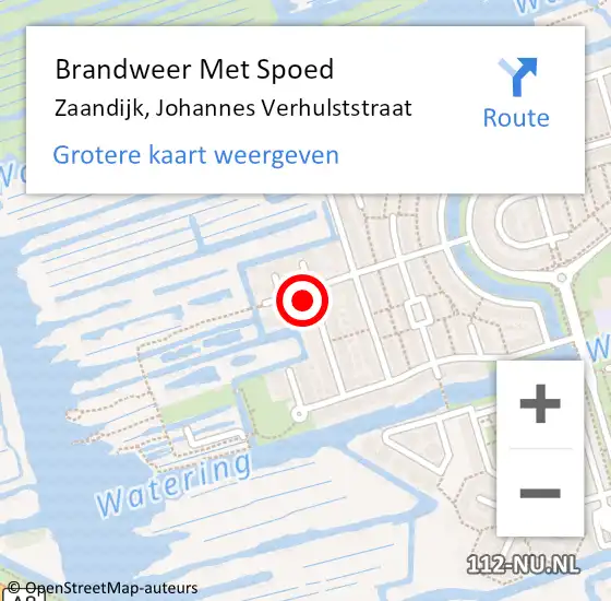 Locatie op kaart van de 112 melding: Brandweer Met Spoed Naar Zaandijk, Johannes Verhulststraat op 19 juli 2024 22:42