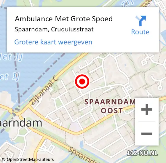 Locatie op kaart van de 112 melding: Ambulance Met Grote Spoed Naar Spaarndam, Cruquiusstraat op 19 juli 2024 22:49