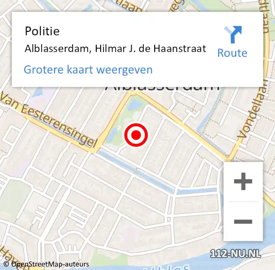 Locatie op kaart van de 112 melding: Politie Alblasserdam, Hilmar J. de Haanstraat op 19 juli 2024 23:05