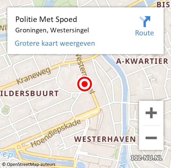 Locatie op kaart van de 112 melding: Politie Met Spoed Naar Groningen, Westersingel op 19 juli 2024 23:12