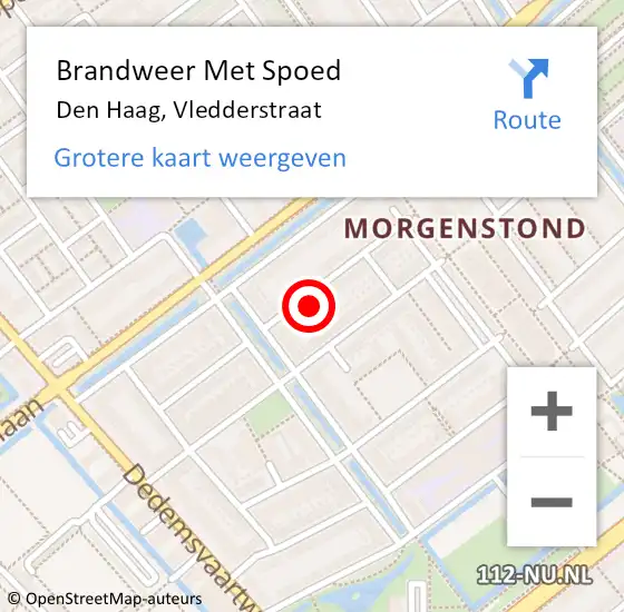 Locatie op kaart van de 112 melding: Brandweer Met Spoed Naar Den Haag, Vledderstraat op 19 juli 2024 23:21