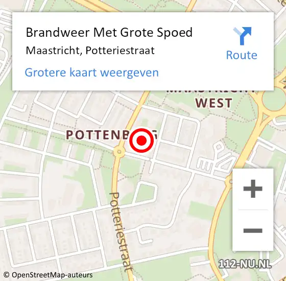 Locatie op kaart van de 112 melding: Brandweer Met Grote Spoed Naar Maastricht, Potteriestraat op 19 juli 2024 23:28