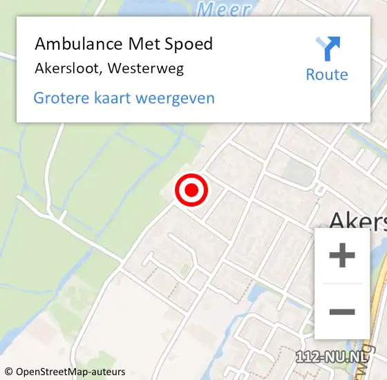 Locatie op kaart van de 112 melding: Ambulance Met Spoed Naar Akersloot, Westerweg op 19 juli 2024 23:29