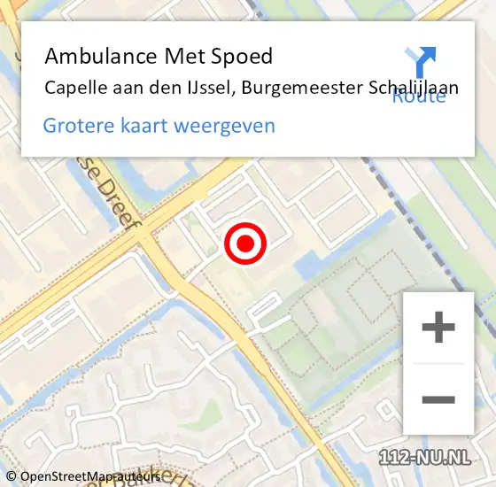 Locatie op kaart van de 112 melding: Ambulance Met Spoed Naar Capelle aan den IJssel, Burgemeester Schalijlaan op 19 juli 2024 23:34