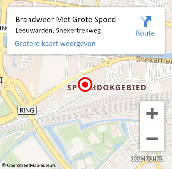 Locatie op kaart van de 112 melding: Brandweer Met Grote Spoed Naar Leeuwarden, Snekertrekweg op 19 juli 2024 23:34