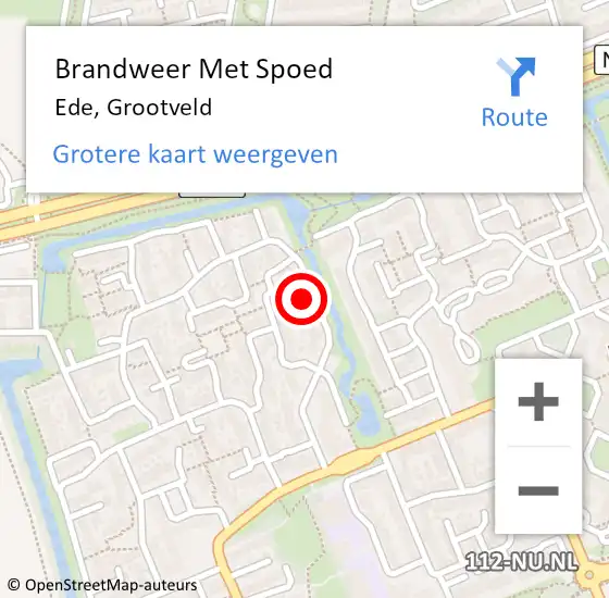 Locatie op kaart van de 112 melding: Brandweer Met Spoed Naar Ede, Grootveld op 19 juli 2024 23:53