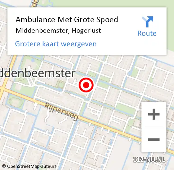 Locatie op kaart van de 112 melding: Ambulance Met Grote Spoed Naar Middenbeemster, Hogerlust op 19 juli 2024 23:55