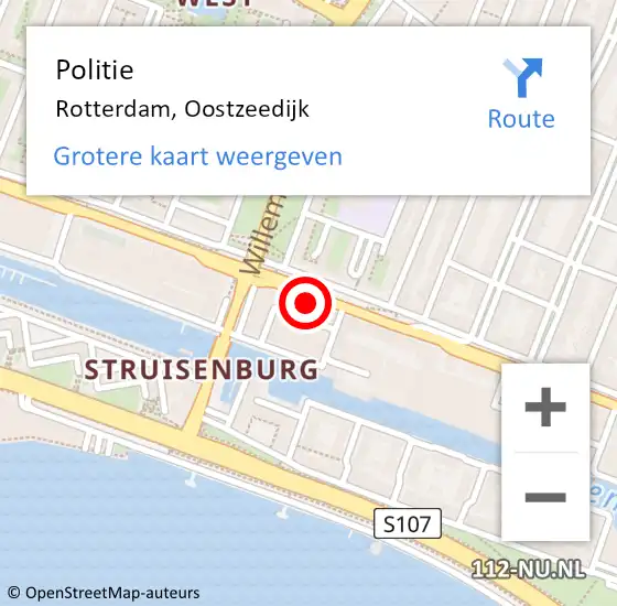 Locatie op kaart van de 112 melding: Politie Rotterdam, Oostzeedijk op 19 juli 2024 23:59