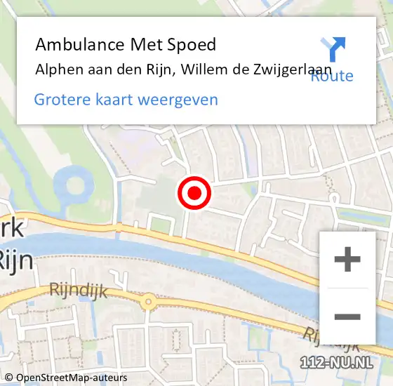 Locatie op kaart van de 112 melding: Ambulance Met Spoed Naar Alphen aan den Rijn, Willem de Zwijgerlaan op 20 juli 2024 00:01