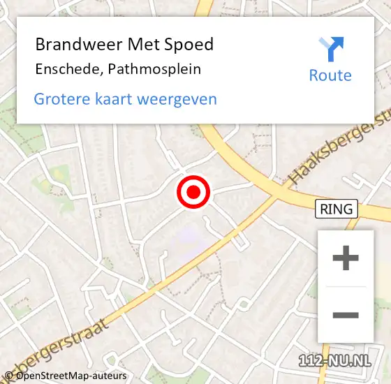 Locatie op kaart van de 112 melding: Brandweer Met Spoed Naar Enschede, Pathmosplein op 20 juli 2024 00:04