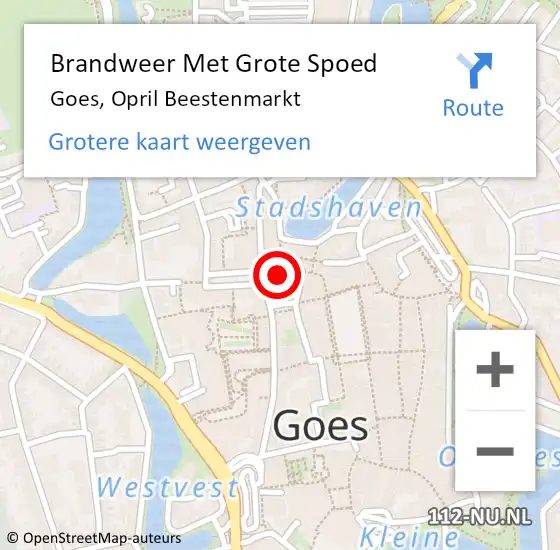 Locatie op kaart van de 112 melding: Brandweer Met Grote Spoed Naar Goes, Opril Beestenmarkt op 20 juli 2024 00:07