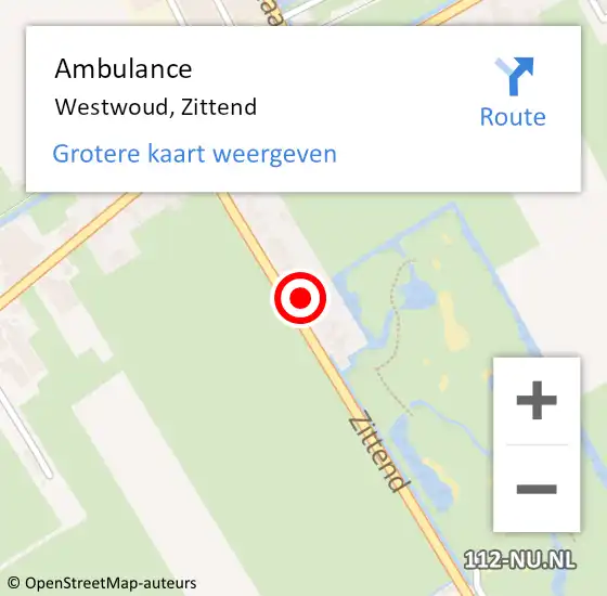 Locatie op kaart van de 112 melding: Ambulance Westwoud, Zittend op 20 juli 2024 00:12