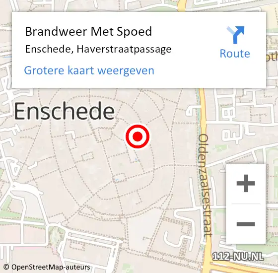 Locatie op kaart van de 112 melding: Brandweer Met Spoed Naar Enschede, Haverstraatpassage op 20 juli 2024 00:17