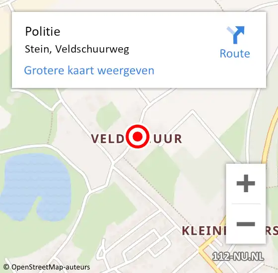 Locatie op kaart van de 112 melding: Politie Stein, Veldschuurweg op 20 juli 2024 00:41